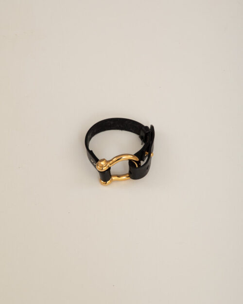 BRACCIALE NERO CON FIBBIA TONDA