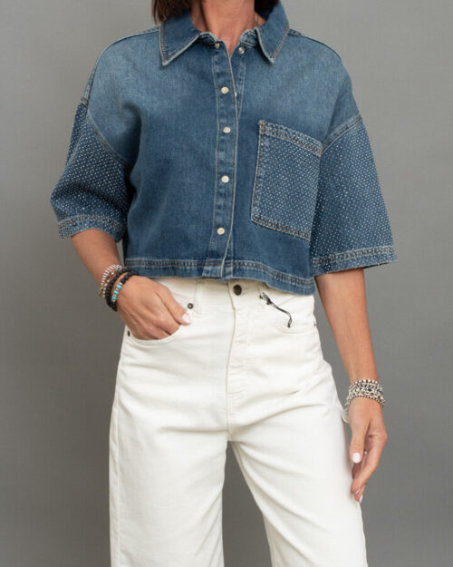CAMICIA DENIM STRASS
